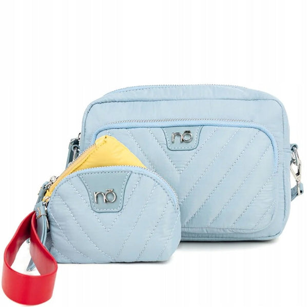 Kuferek listonoszka Nobo pikowany z saszetkami – baby blue