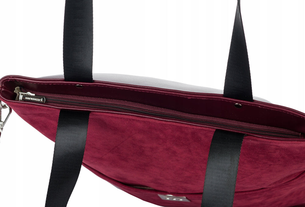 Torebka shopper Monnari duża, zamszowa, mieszcząca A4 – burgundowa – zdjęcie 13