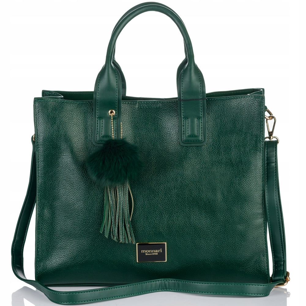 Torba shopper Monnari z pomponem, miejska – zielona
