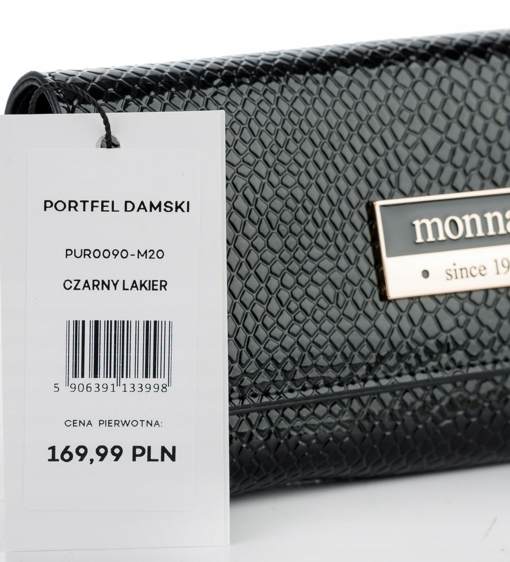 Portfel damski Monnari lakierowany, z dużą liczbą przegródek – czarny – zdjęcie 10