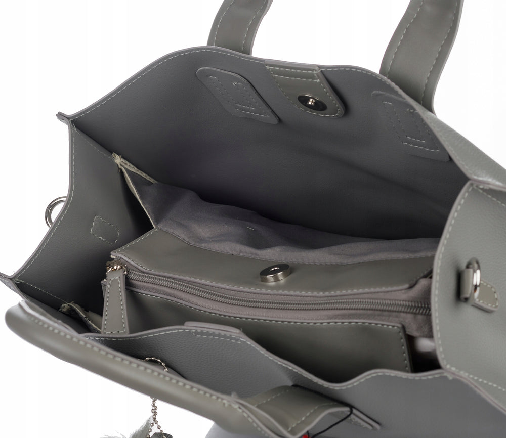 Torba shopper Monnari z pomponem, miejska – szara