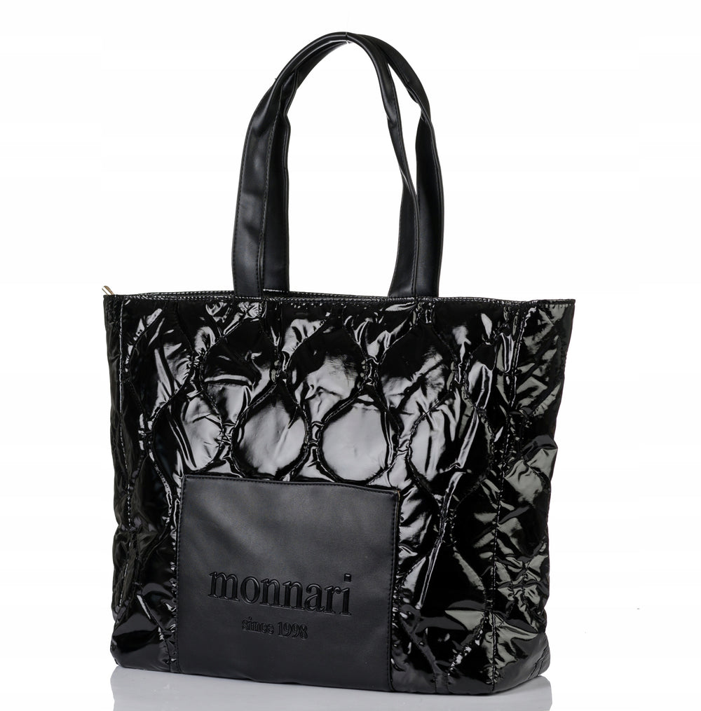 Torba shopper damska Monnari pikowana z logo – granatowa