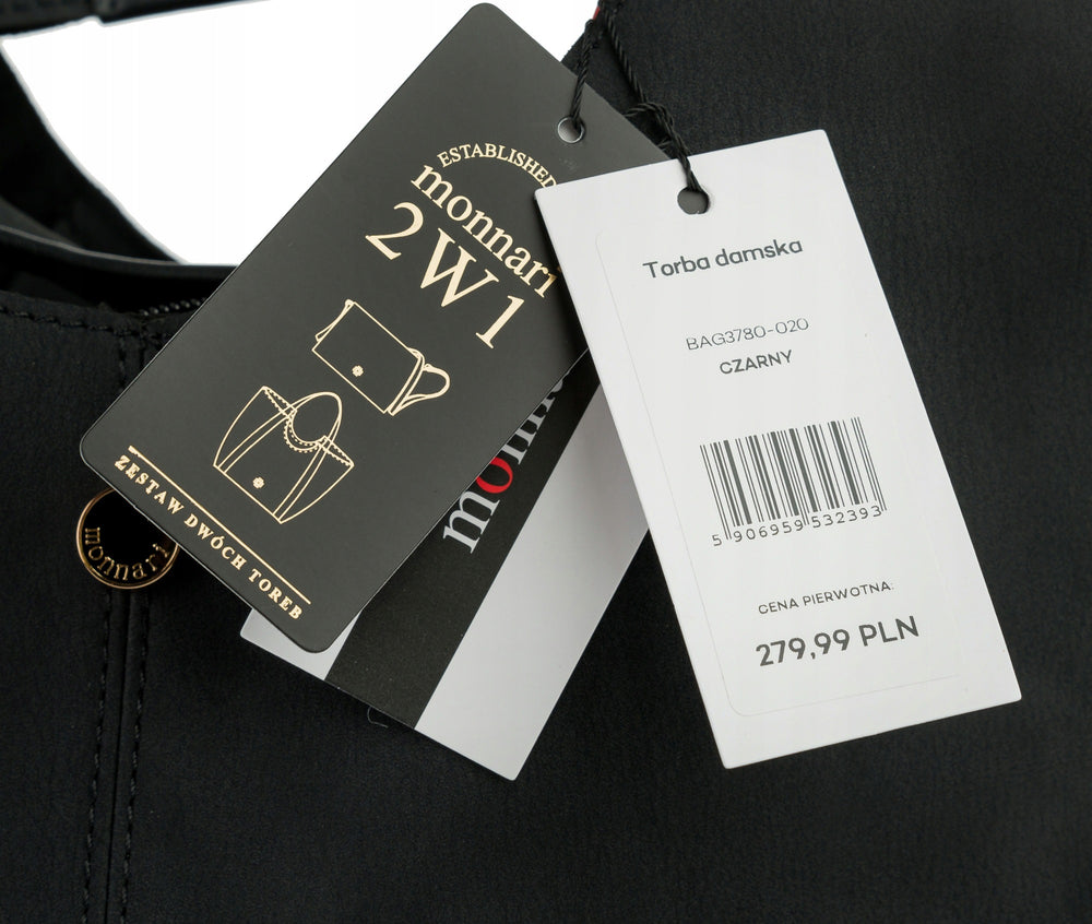Torebka shopper z listonoszką 2w1 Monnari – czarna