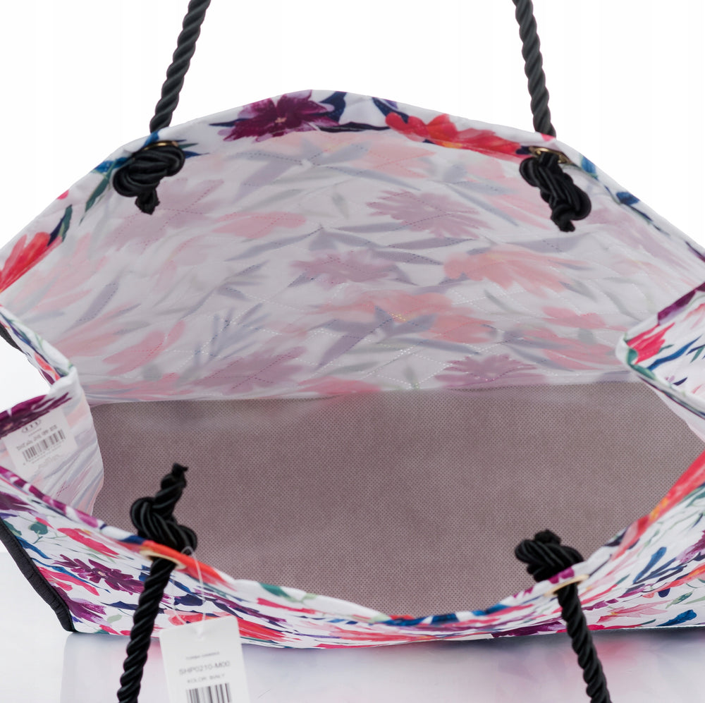 Torba na zakupy Monnari składana, shopper w kwiaty – biała