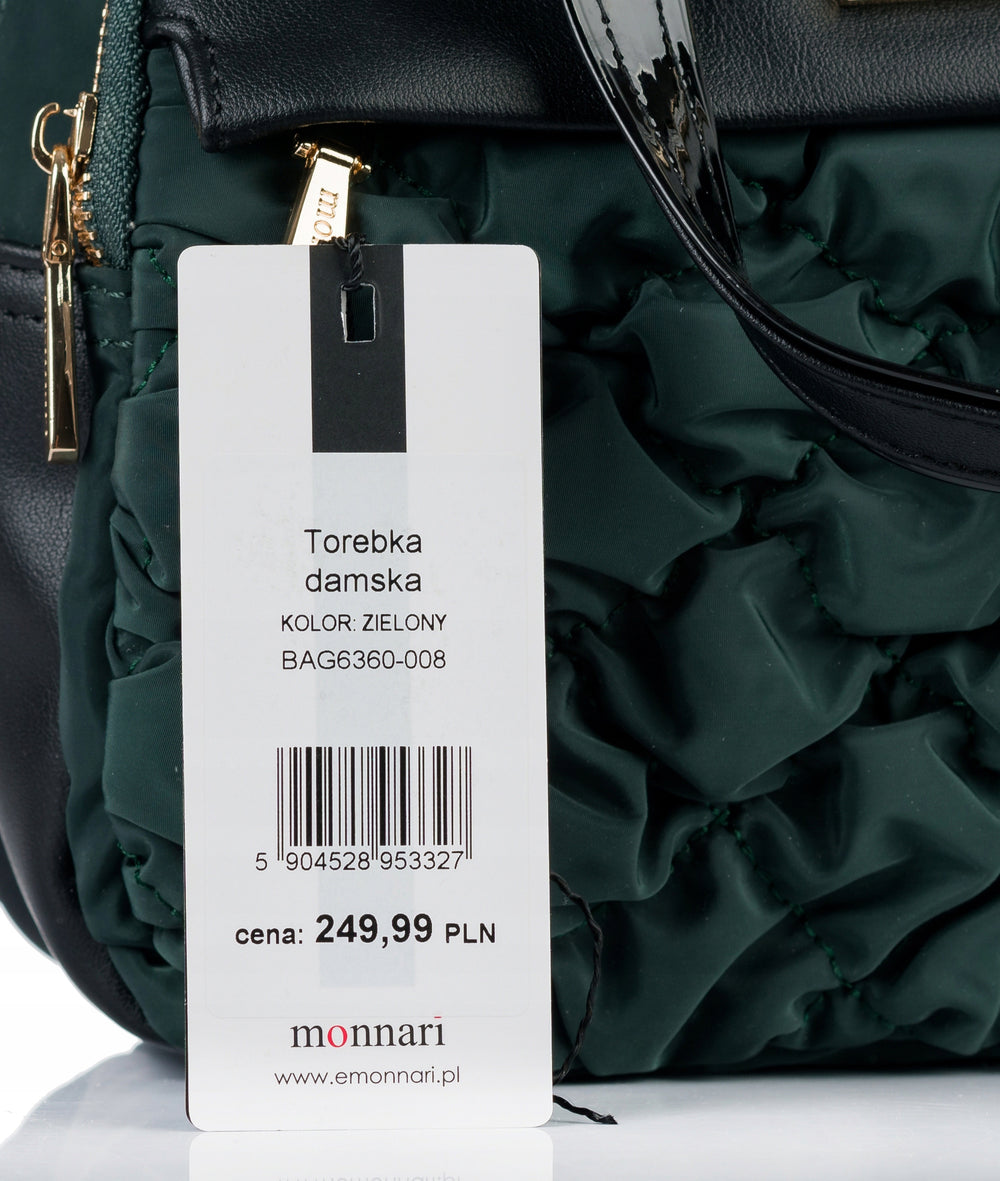 Listonoszka sportowa damska Monnari pikowana, 3-komorowa – zielona