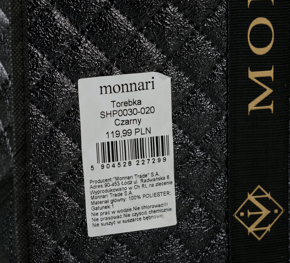 Torba shopper Monnari pikowana, wodoodporna, na A4 – czarna – zdjęcie 12