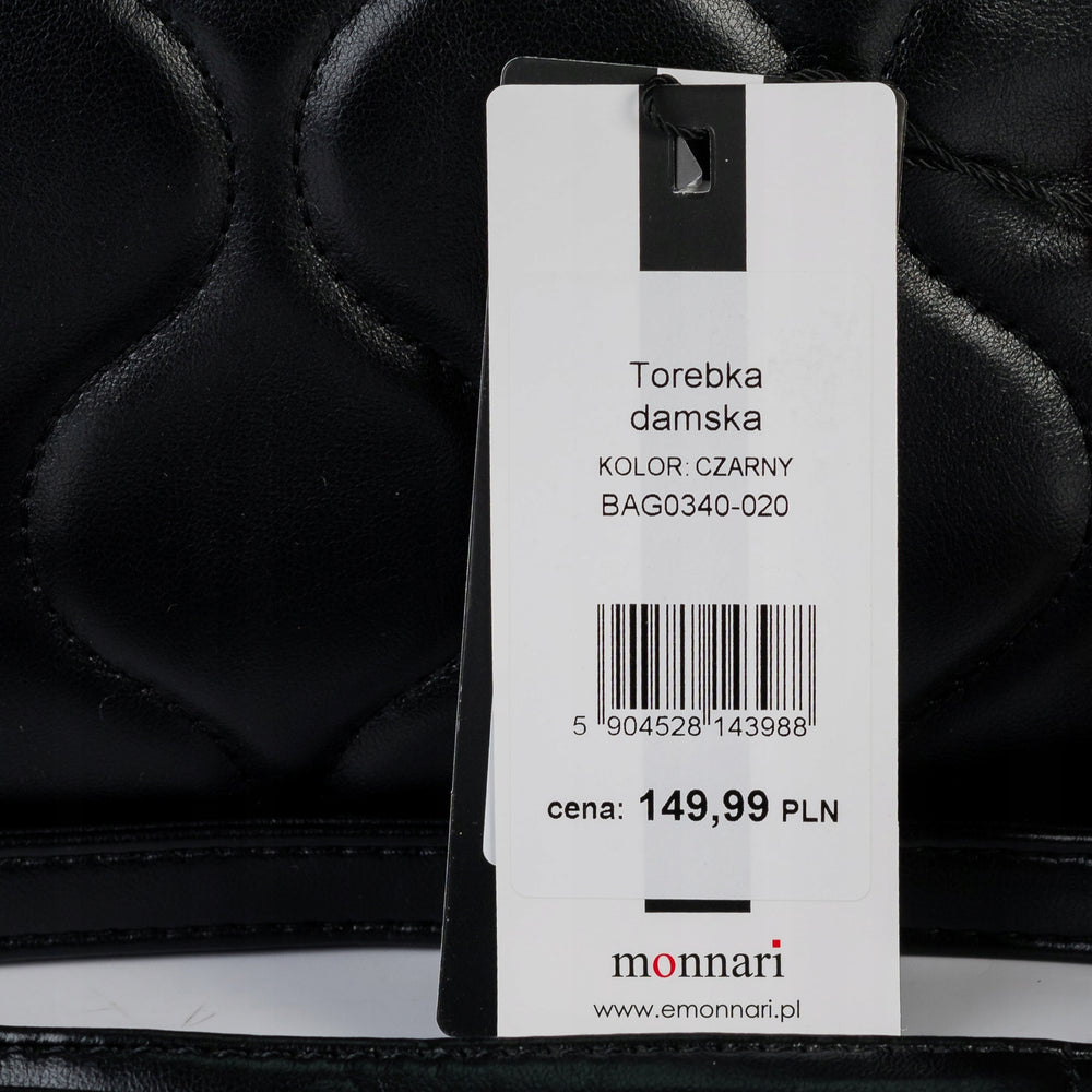 Listonoszka pikowana Monnari na łańcuszku – czarna