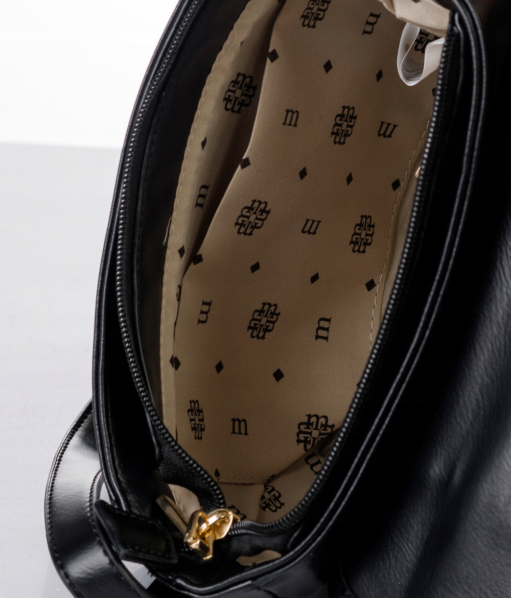 Listonoszka łódka crossbody Monnari, złote okucia – czarna