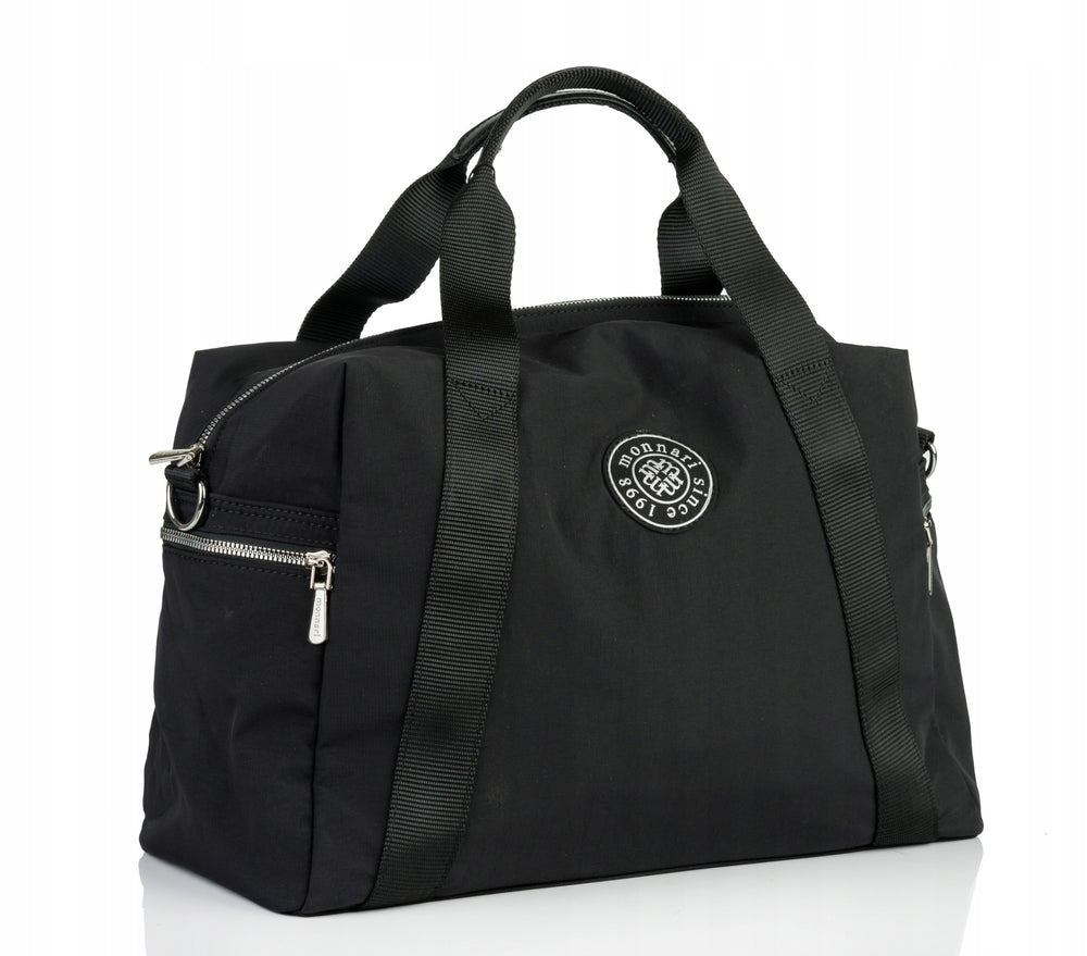 Torba sportowa damska Monnari 42 × 28 cm, srebrne okucia – czarna