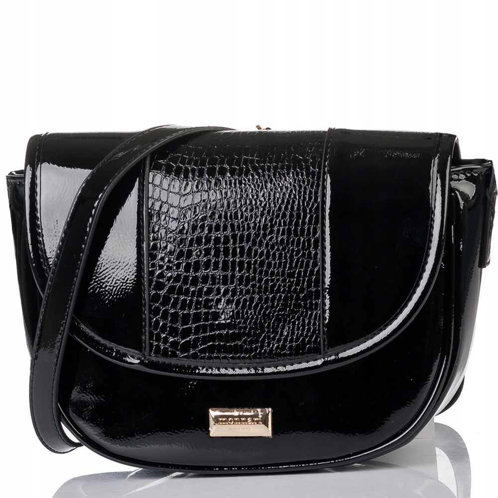 Listonoszka łódka crossbody Monnari, złote okucia – czarna