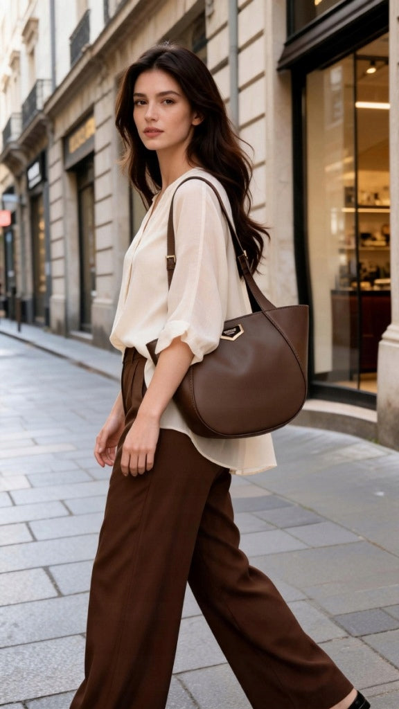 Klasyczna torebka shopper Monnari na ramię – czekoladowa