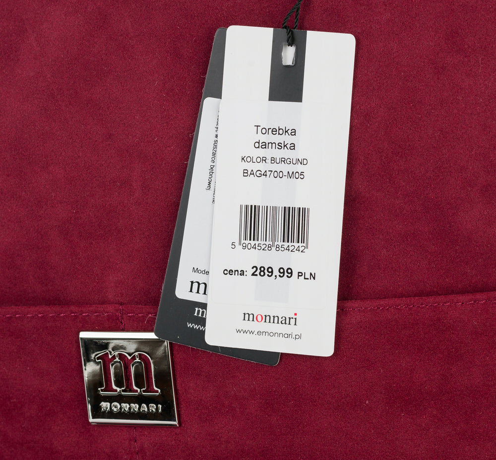 Torebka shopper Monnari duża, zamszowa, mieszcząca A4 – burgundowa – zdjęcie 14