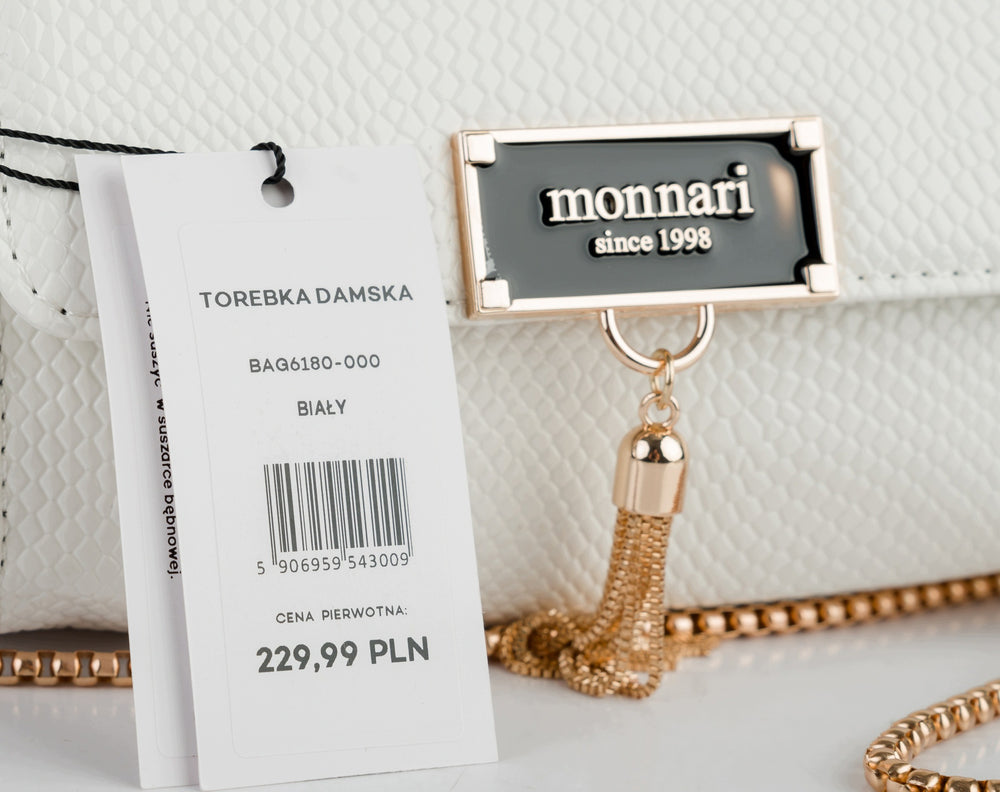 Kopertówka wieczorowa Monnari na łańcuszku – biała