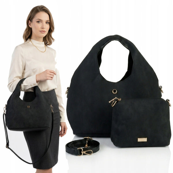 Torebka shopper z listonoszką 2w1 Monnari – czarna