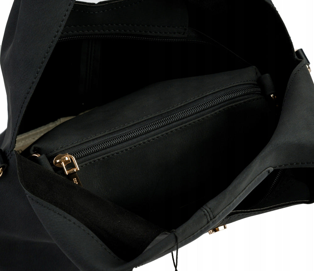 Torebka shopper z listonoszką 2w1 Monnari – czarna