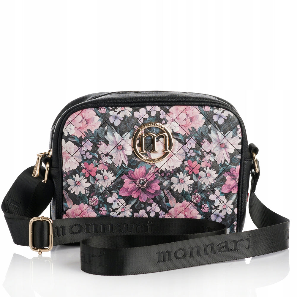 Listonoszka crossbody Monnari w kwiaty – czarno-różowa