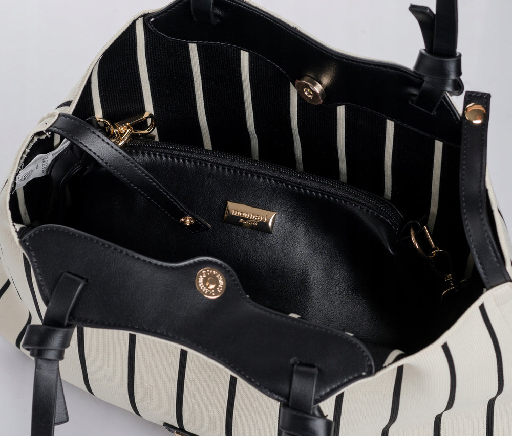 Torebka shopper z listonoszką 2w1 Monnari – biało-czarna
