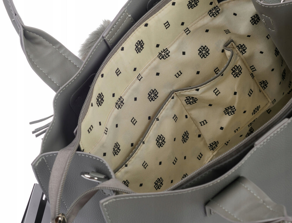 Torba shopper Monnari z pomponem, miejska – szara