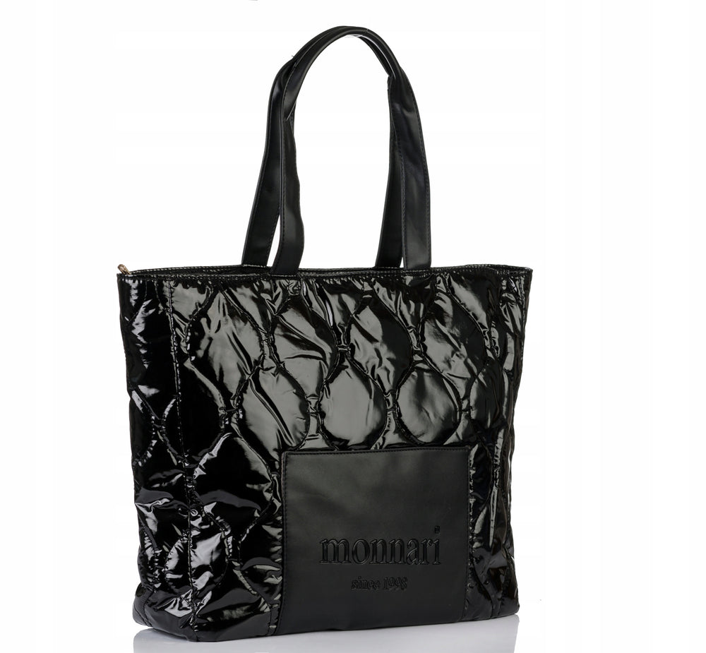 Torba shopper damska Monnari pikowana z logo – granatowa