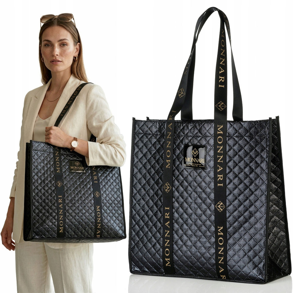 Torba shopper Monnari pikowana, wodoodporna, na A4 – czarna