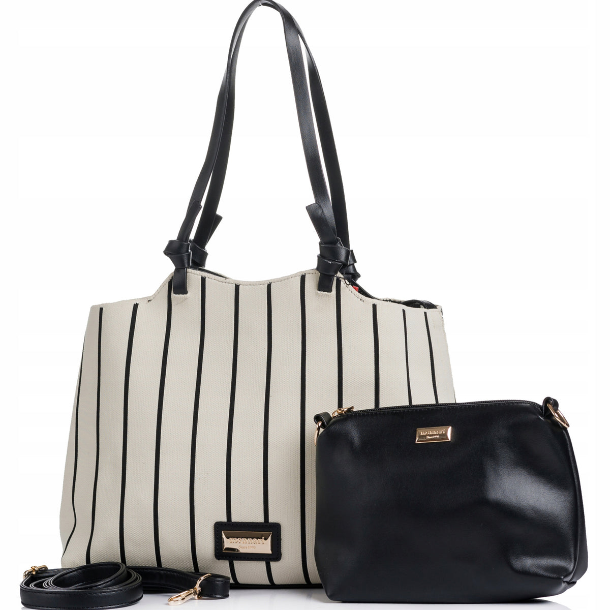 Torebka shopper z listonoszką 2w1 Monnari – biało-czarna