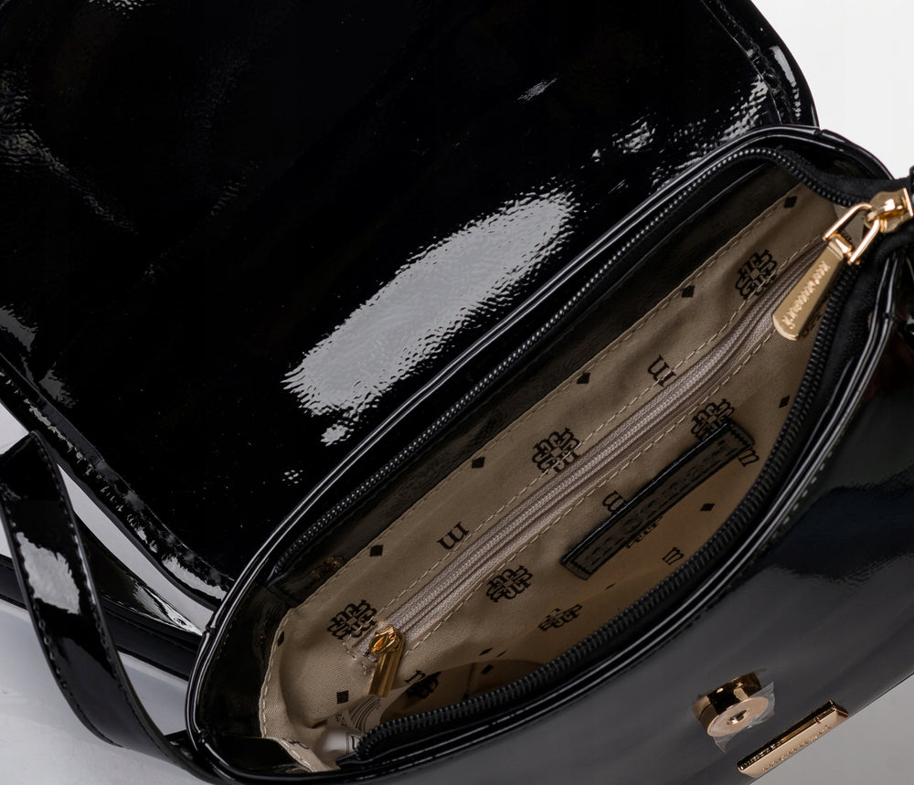 Listonoszka łódka crossbody Monnari, złote okucia – czarna