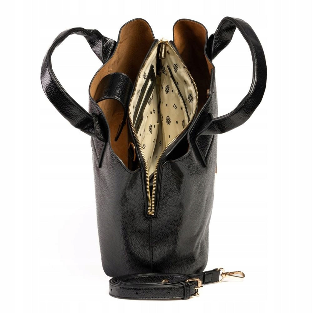 Torebka kuferek shopper Monnari pikowana w groszki, do pracy A4 – czarna – zdjęcie 11
