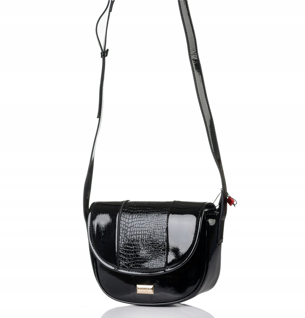 Listonoszka łódka crossbody Monnari, złote okucia – czarna