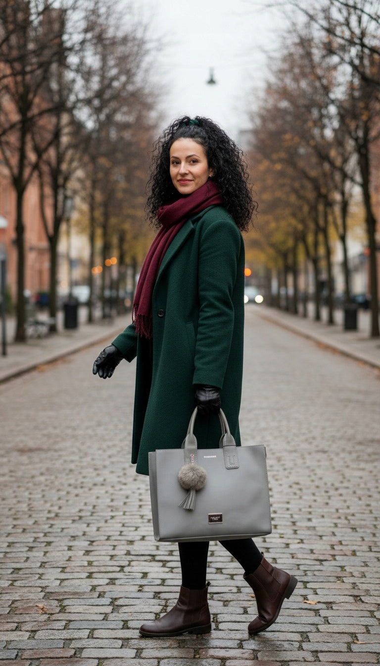 Torba shopper Monnari z pomponem, miejska – szara