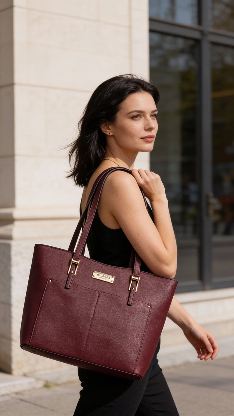 Torebka kuferek shopper Monnari miejska, do pracy – burgundowa
