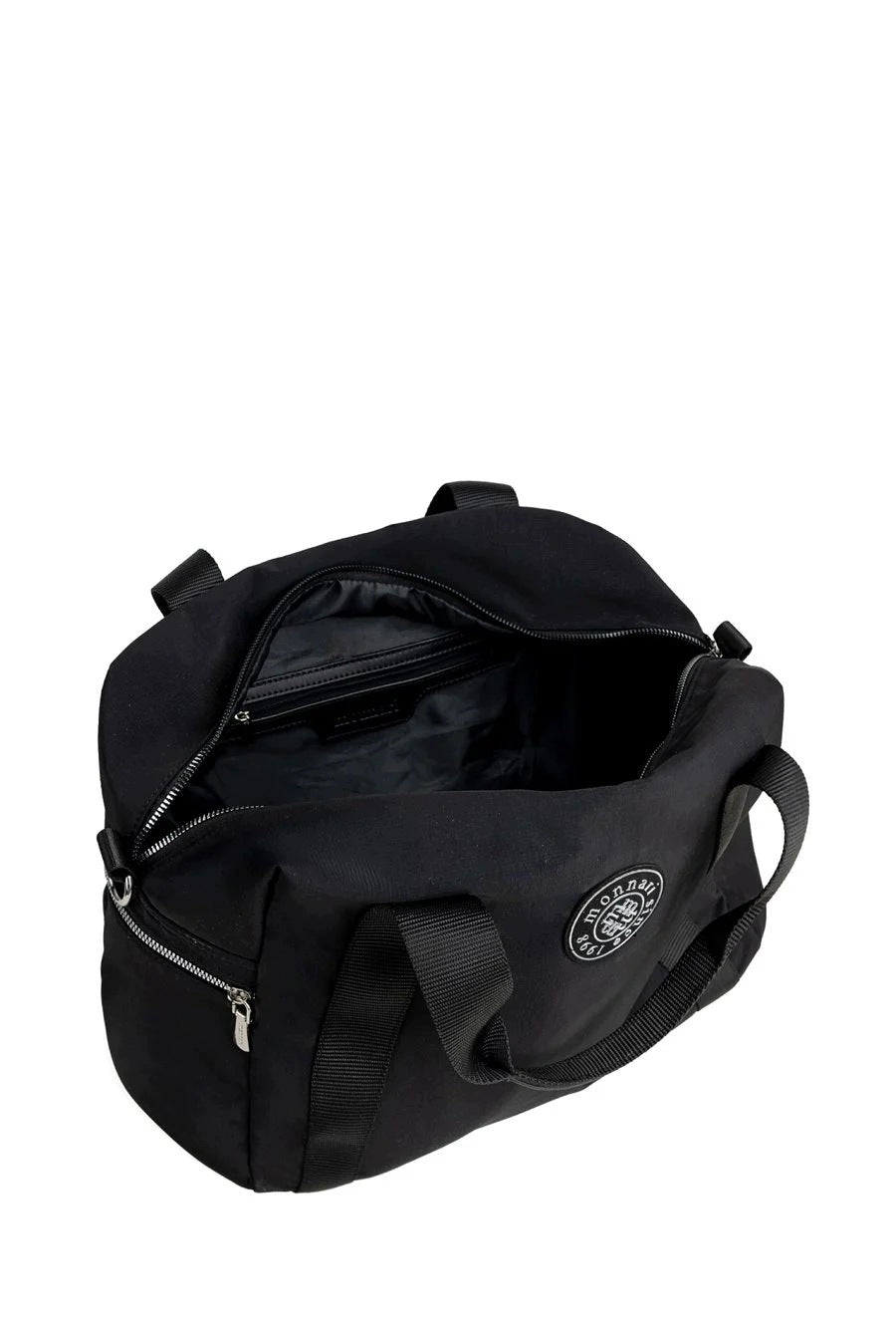 Torba sportowa damska Monnari 42 × 28 cm, srebrne okucia – czarna