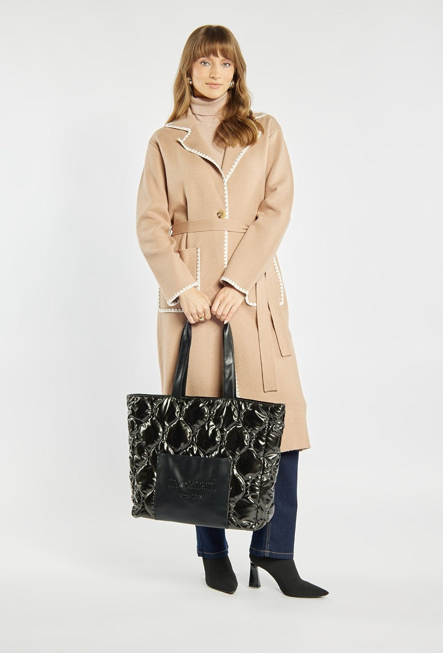 Torba shopper damska Monnari pikowana z logo – granatowa