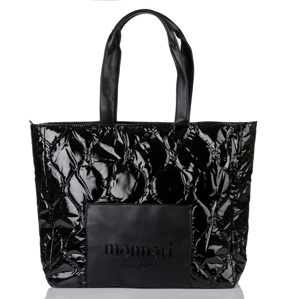 Torba shopper damska Monnari pikowana z logo – granatowa