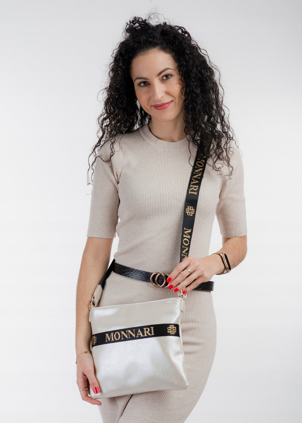 Listonoszka pikowana Monnari perłowa, crossbody