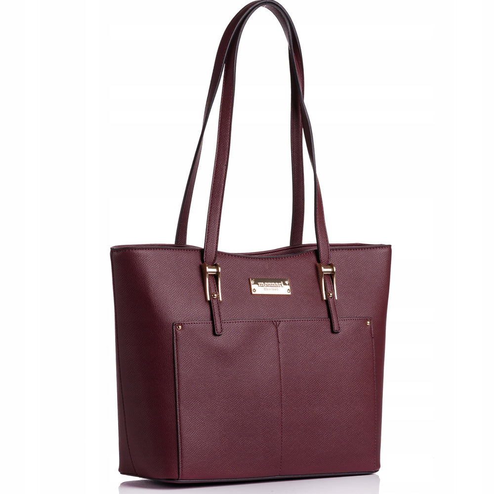 Torebka kuferek shopper Monnari miejska, do pracy – burgundowa