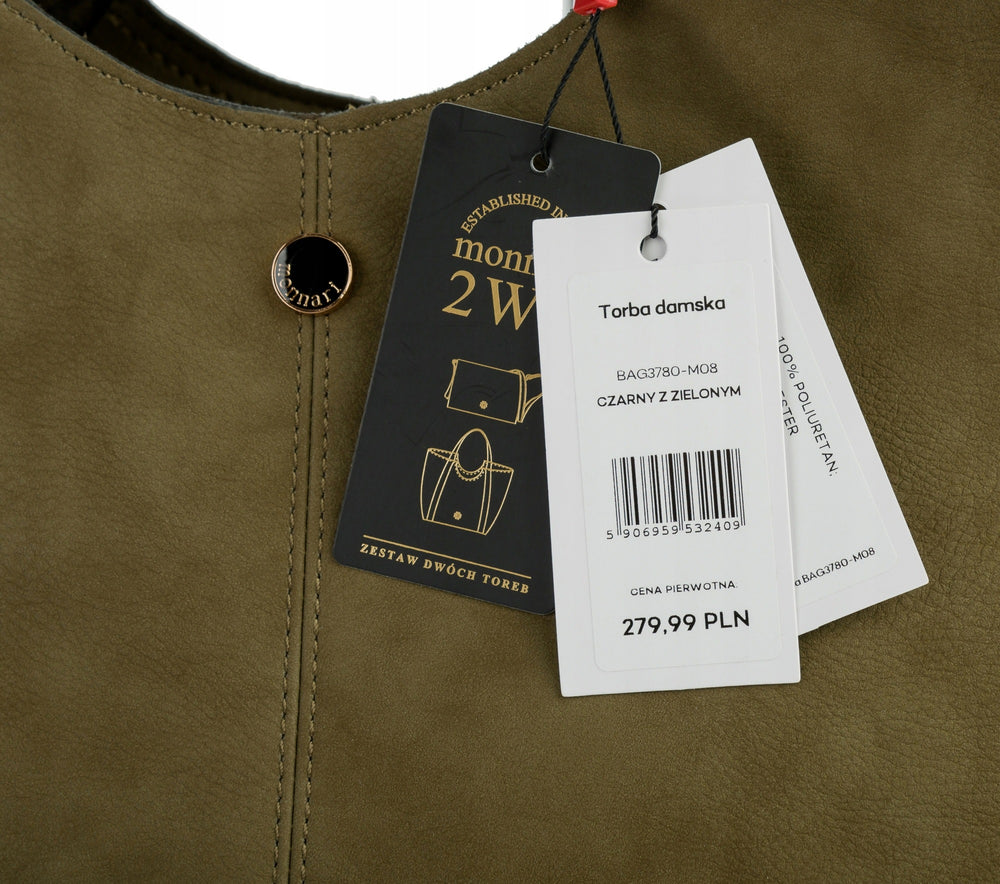 Torebka shopper z listonoszką 2w1 Monnari – zielona
