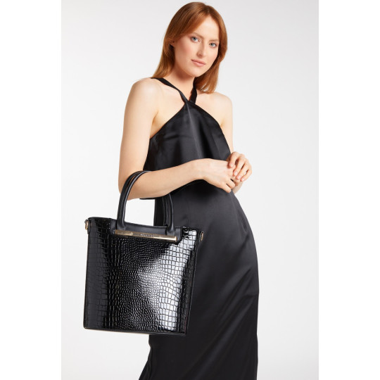 Duży Lakierowany Shopper MONNARI