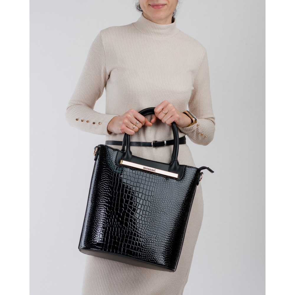 Duży Lakierowany Shopper MONNARI