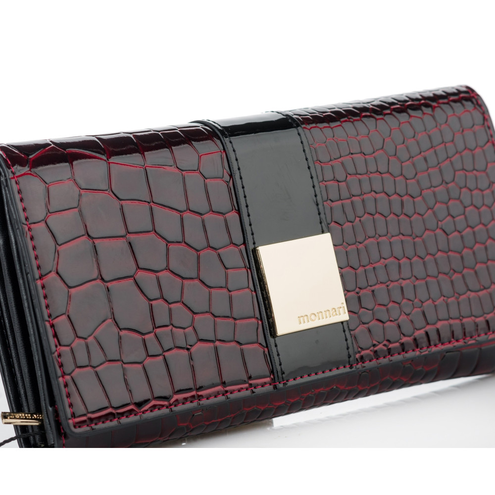 Burgundowy Portfel z logo MONNARI