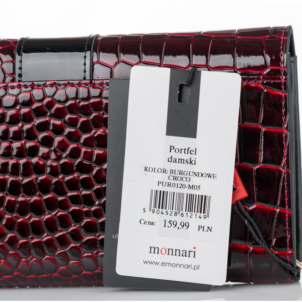 Burgundowy Portfel z logo MONNARI