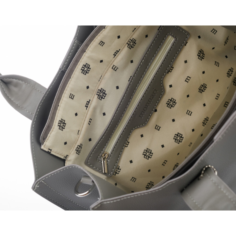 Szara Klasyczna Torba z pomponem MONNARI