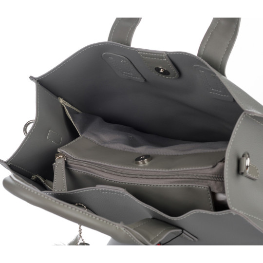 Szara Klasyczna Torba z pomponem MONNARI