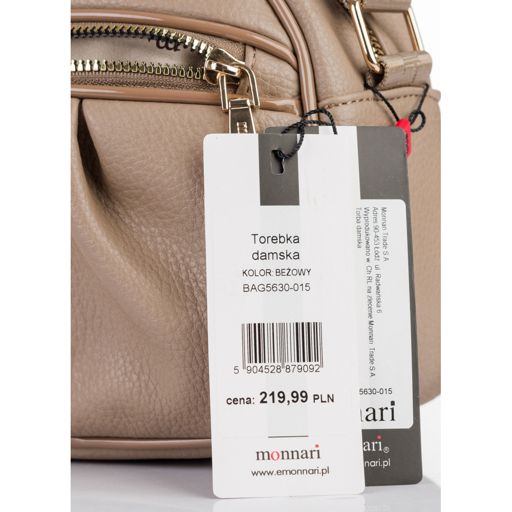 Torba Listonoszka damska z kieszonką beżowa MONNARI