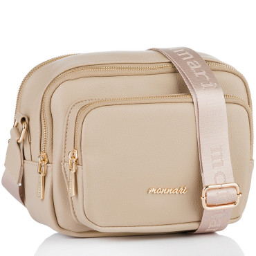 Beżowa Pojemna Listonoszka dwukomorowa MONNARI