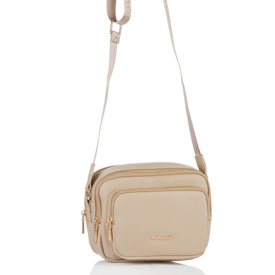 Beżowa Pojemna Listonoszka dwukomorowa MONNARI