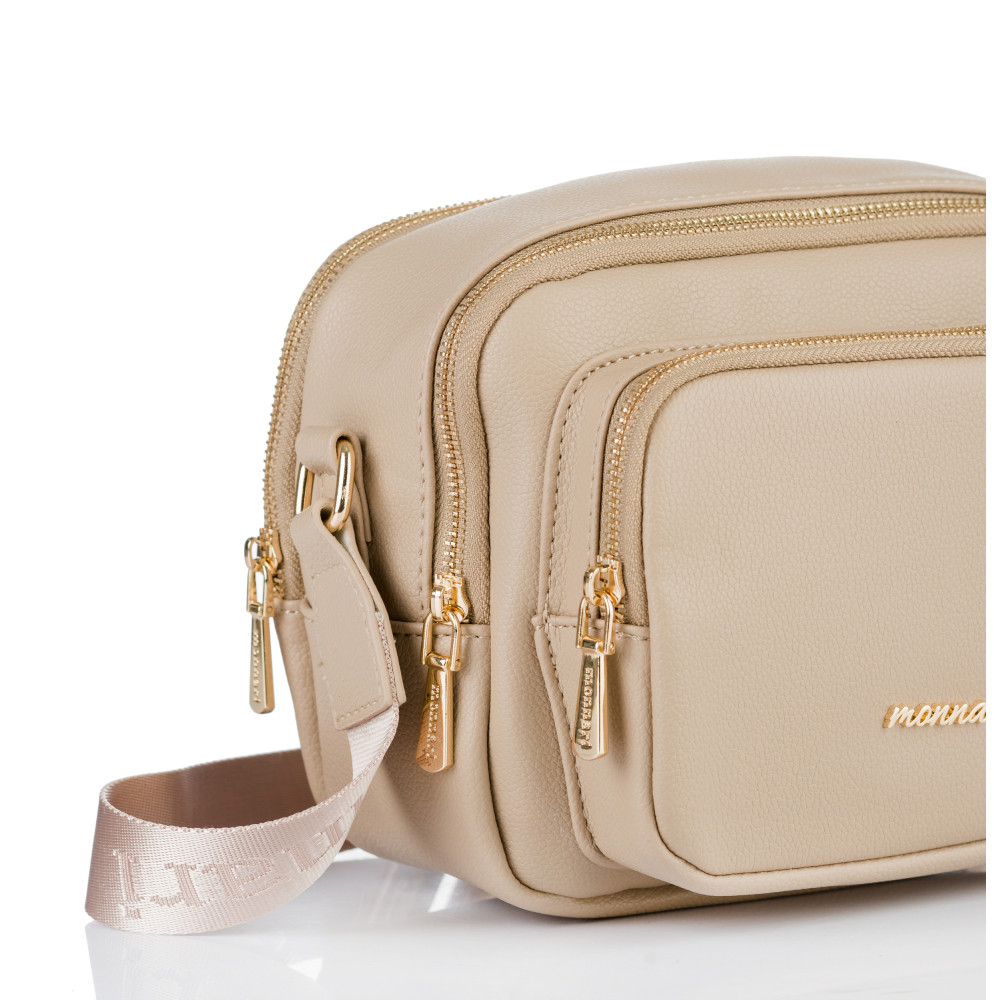 Beżowa Pojemna Listonoszka dwukomorowa MONNARI