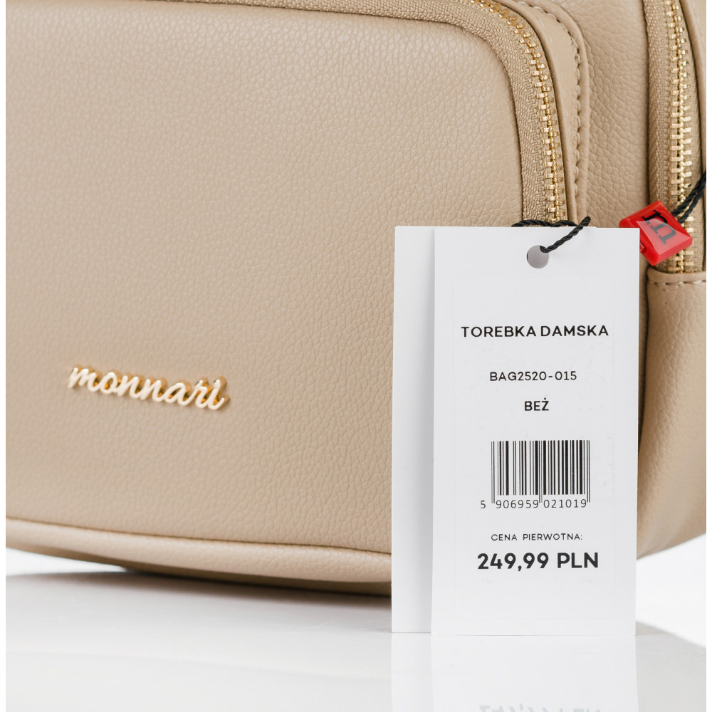 Beżowa Pojemna Listonoszka dwukomorowa MONNARI