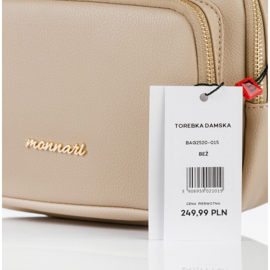 Beżowa Pojemna Listonoszka dwukomorowa MONNARI
