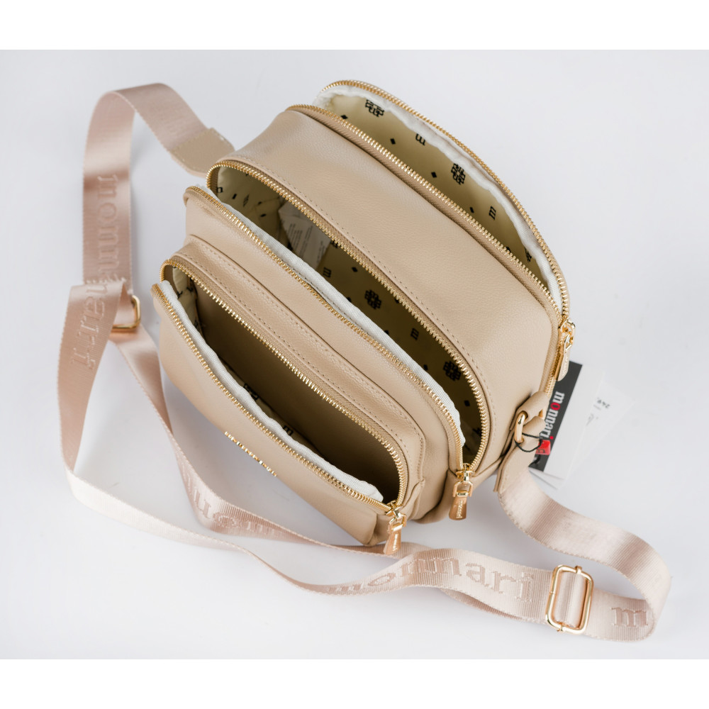 Beżowa Pojemna Listonoszka dwukomorowa MONNARI