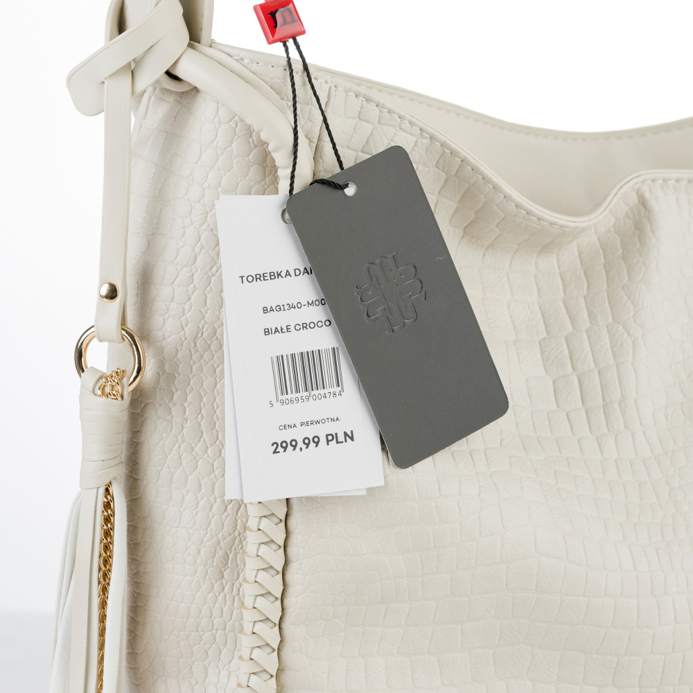 Biała Torba damska z frędzlami Shopper MONNARI